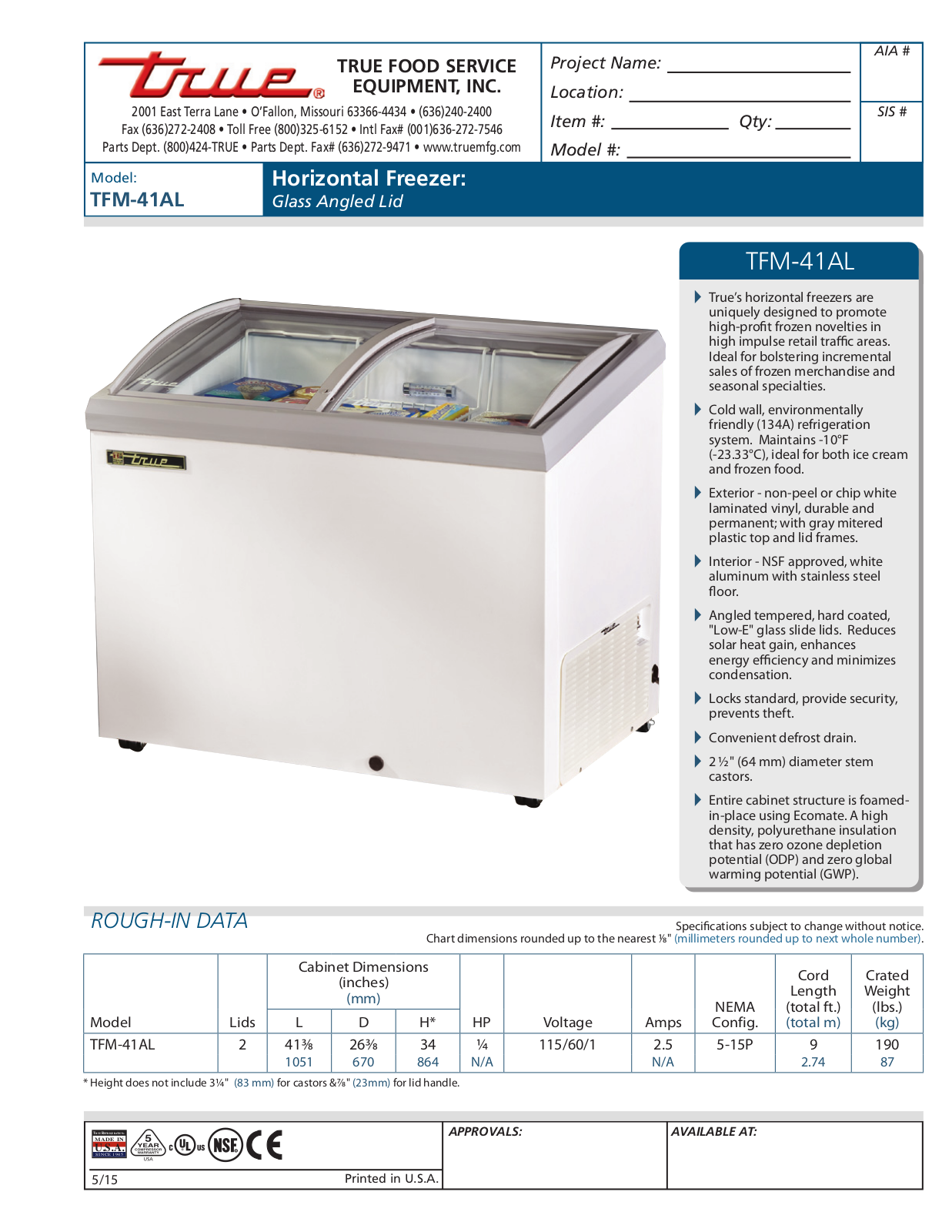 True TFM-41AL User Manual