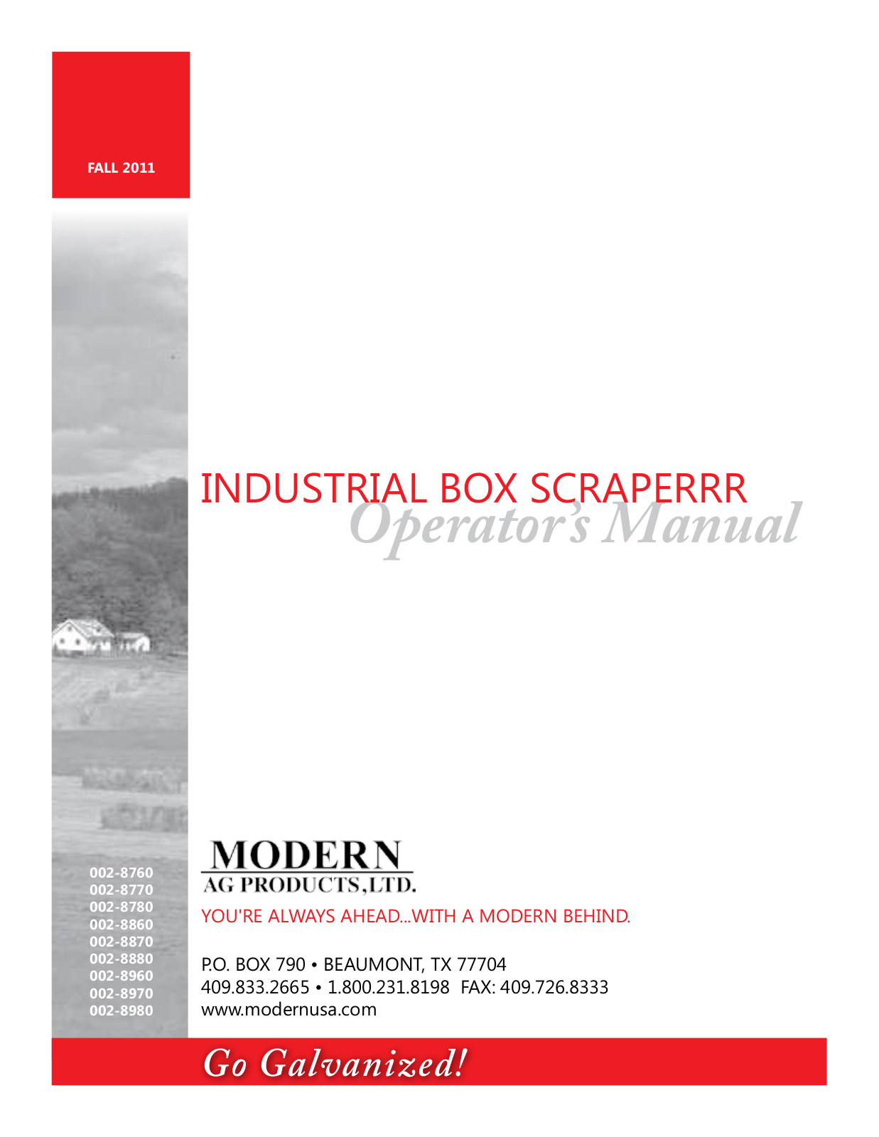 Modern AG Industrial Box Scraper User Manual