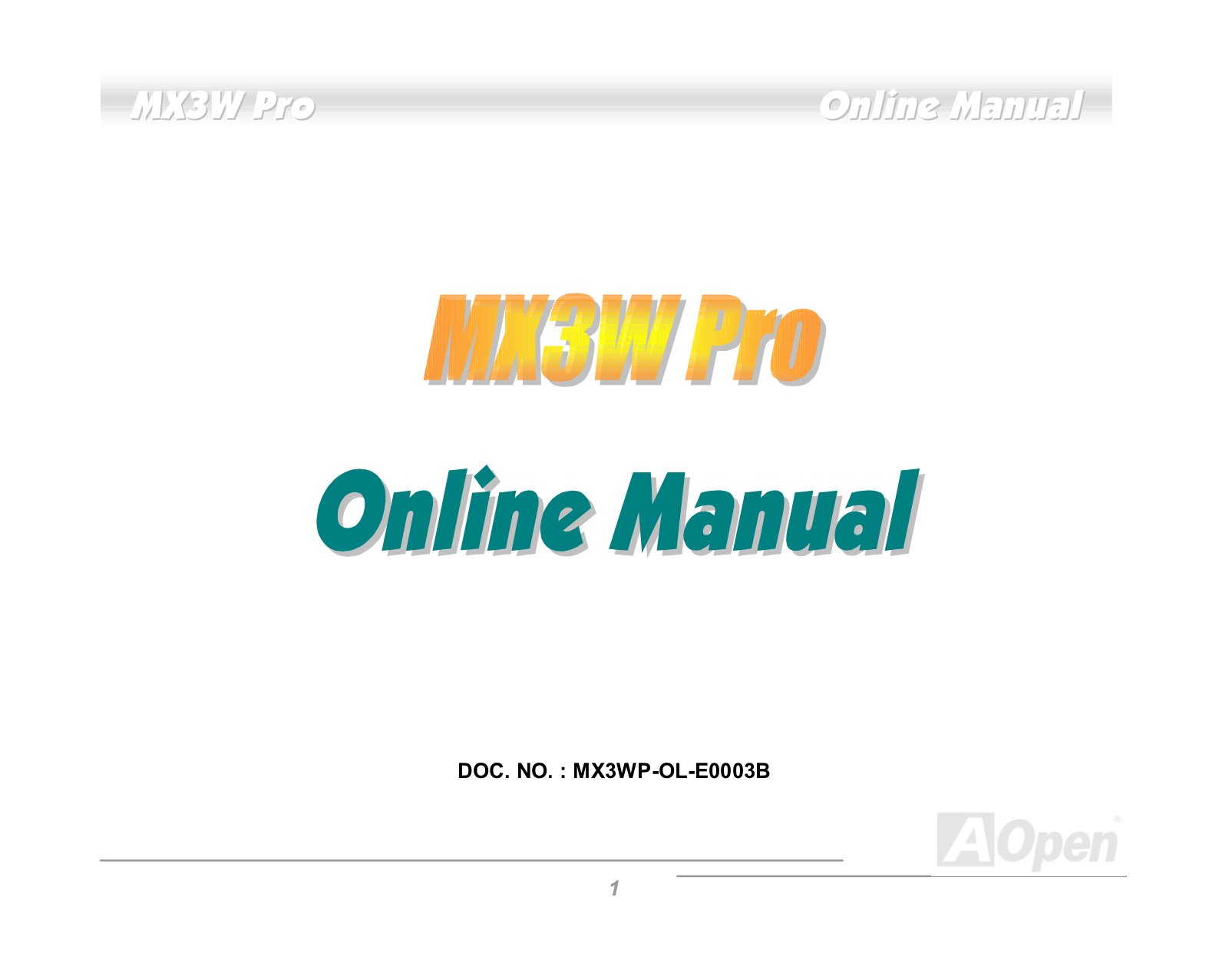 AOpen MX3WP User Manual