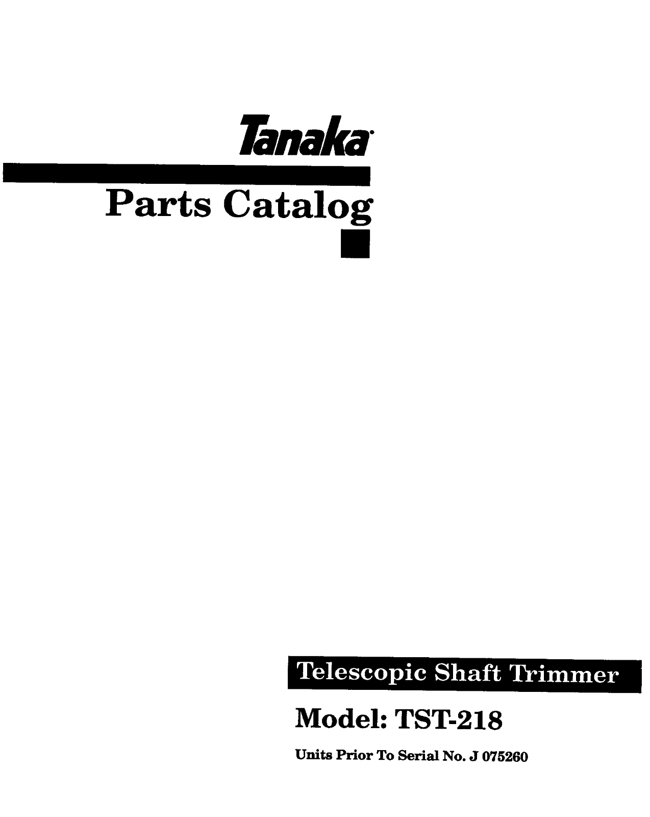 Tanaka TST-218 User Manual