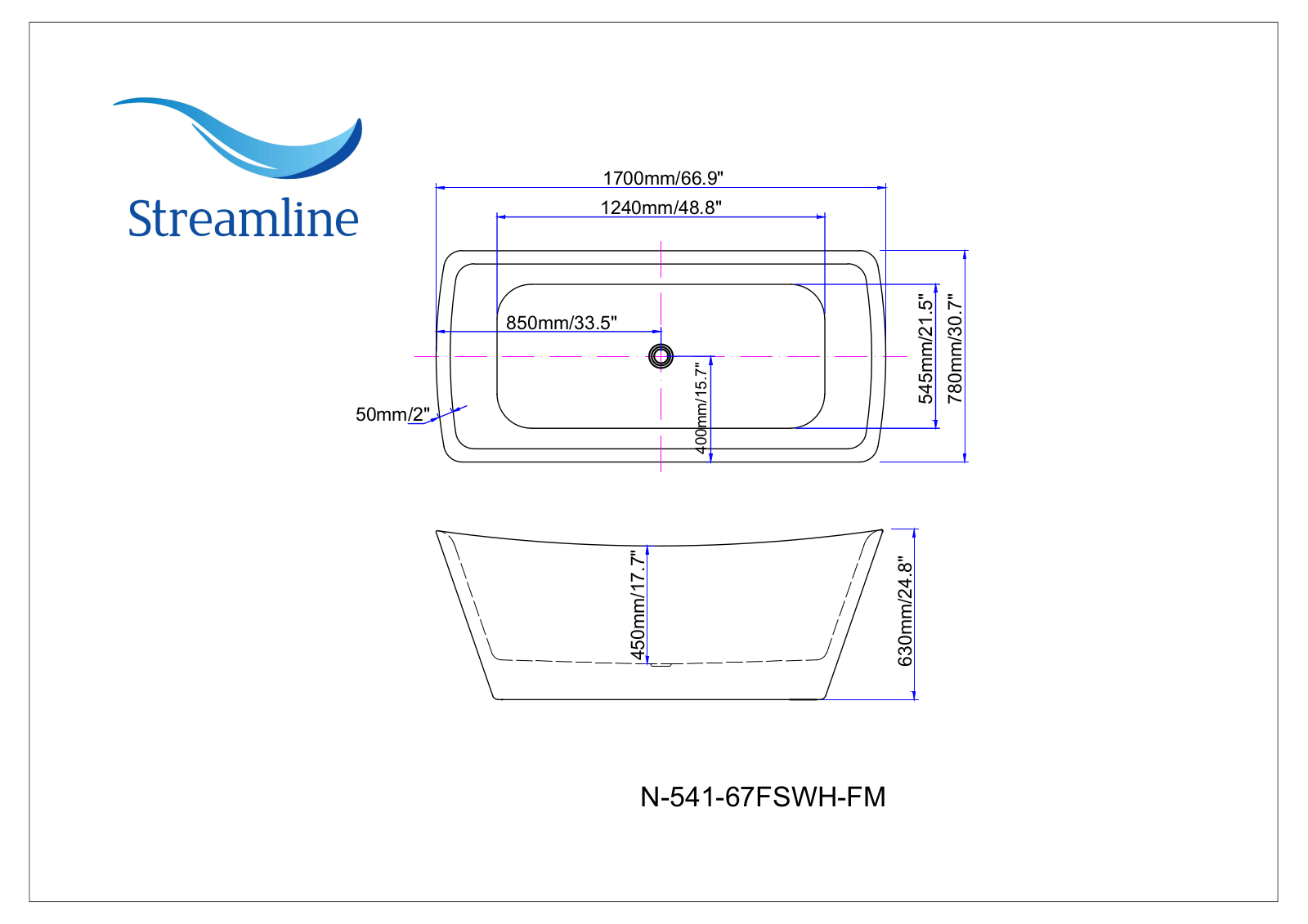 Streamline Bath SLBH7949 Dimensions - ManualMachine.com