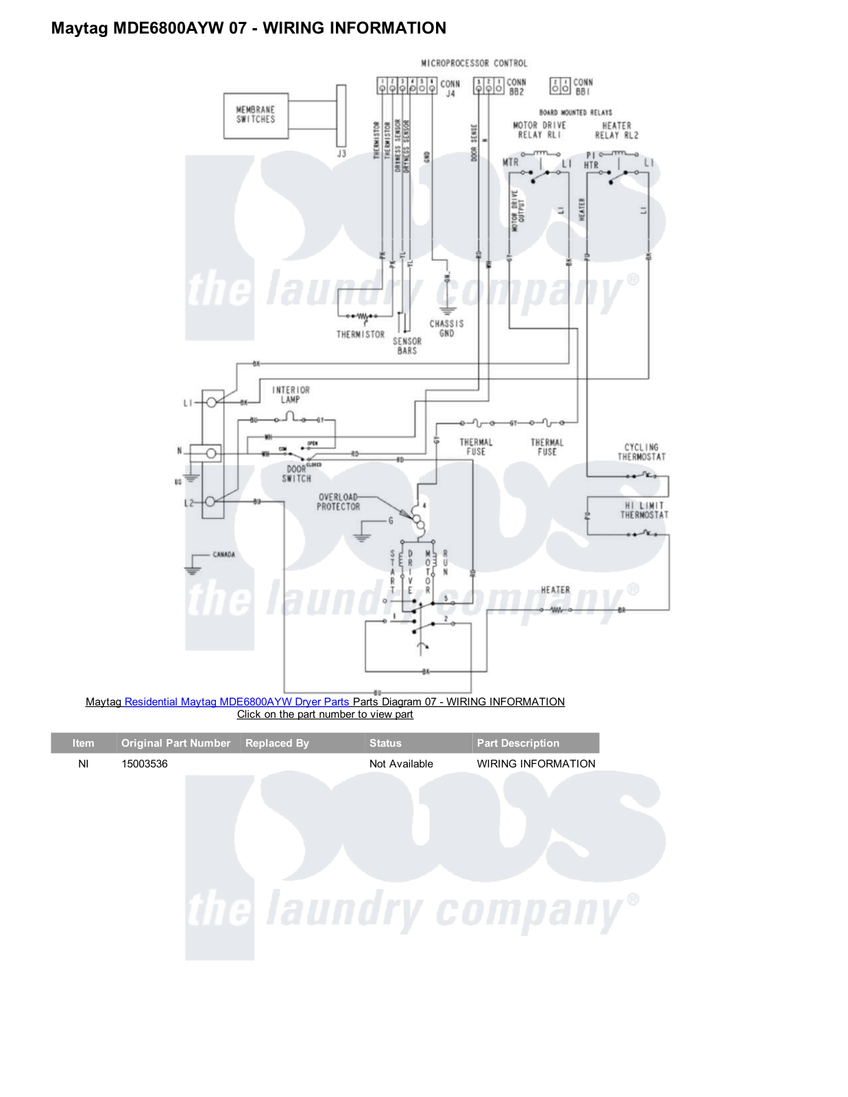 Maytag MDE6800AYW Parts Diagram