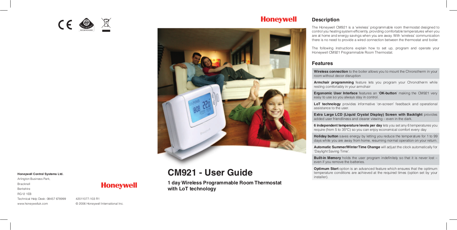 Honeywell cm921 User Manual 2