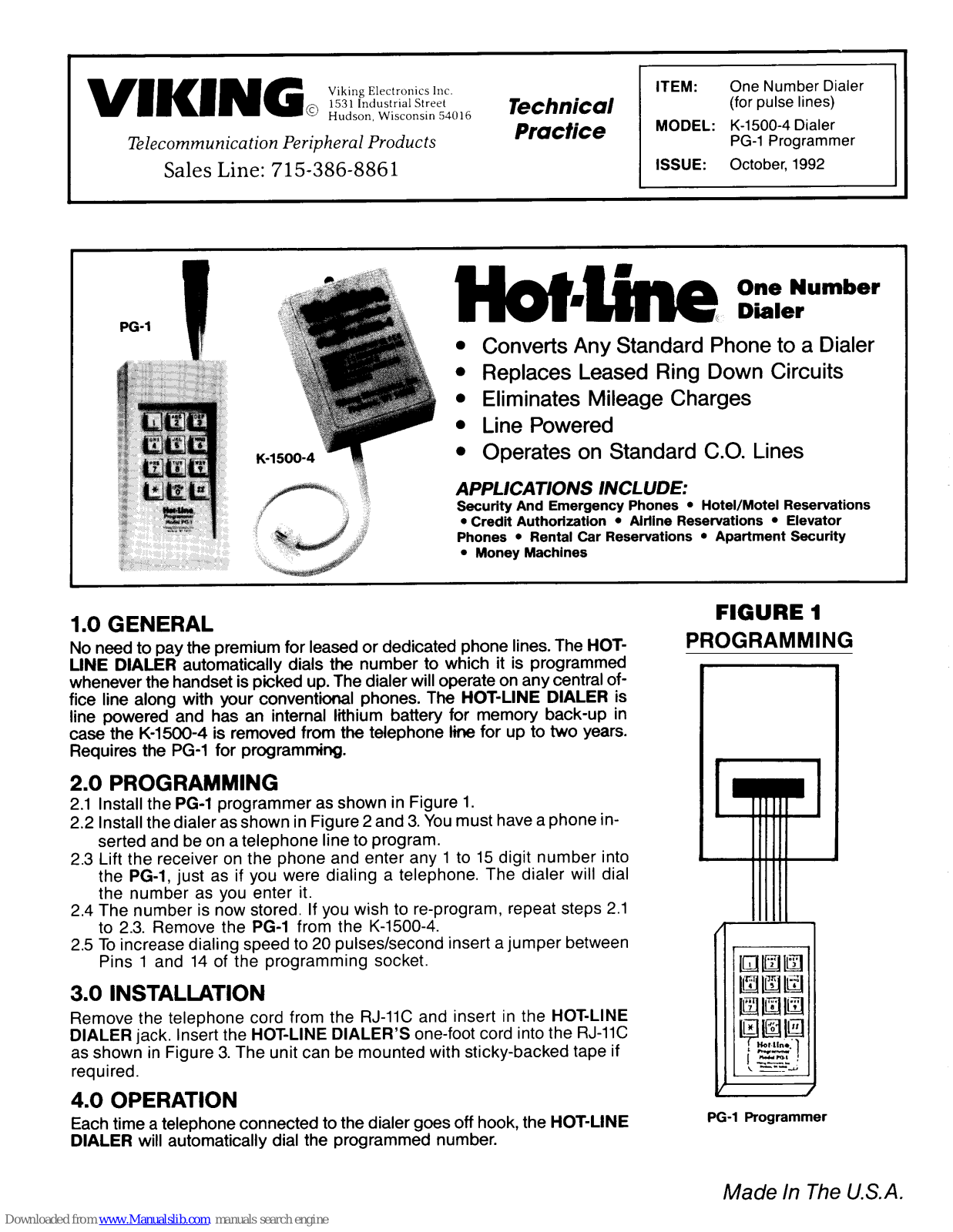 Viking K-1500-4, PG-1 Technical Practice