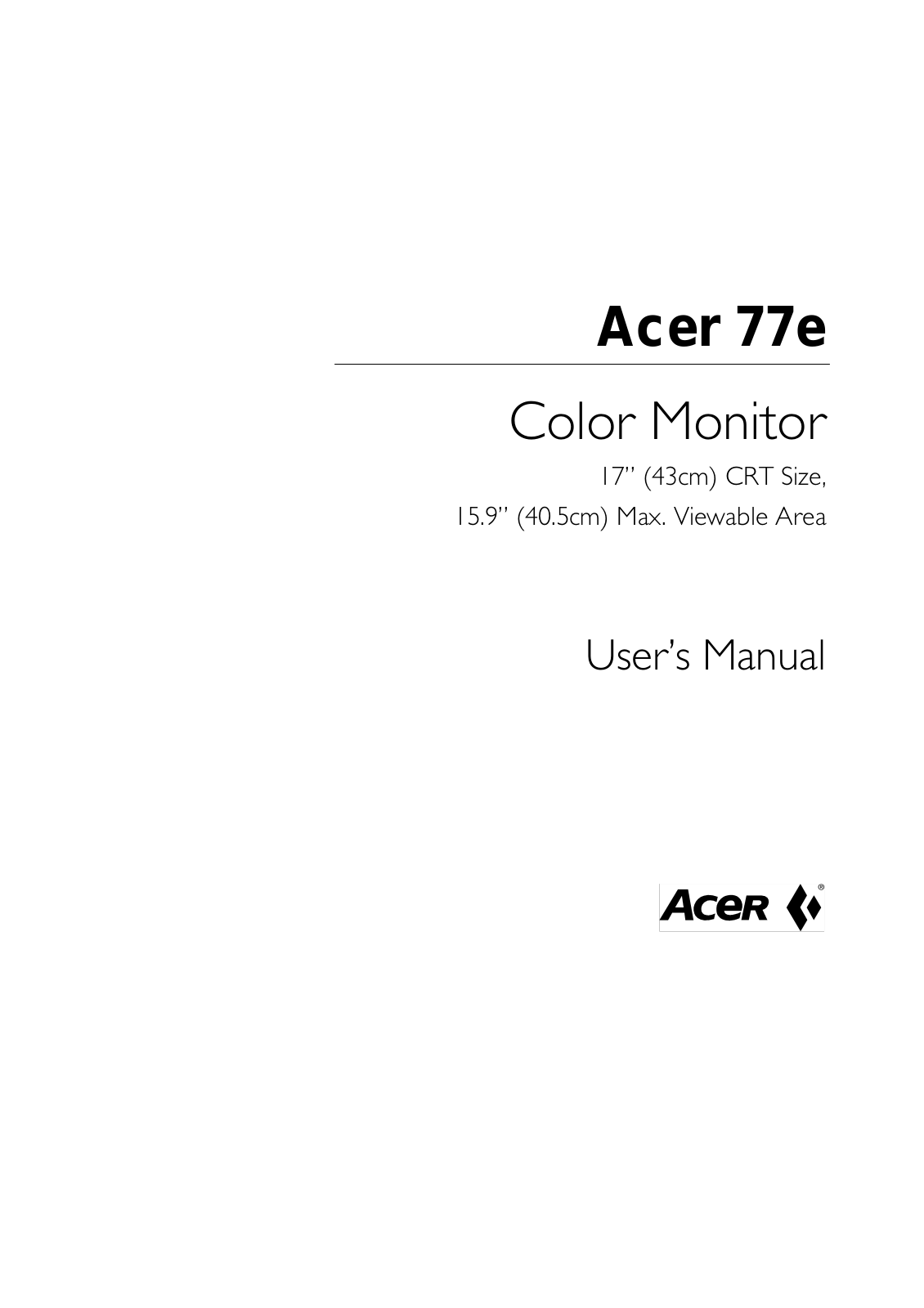 Acer 77X User Manual