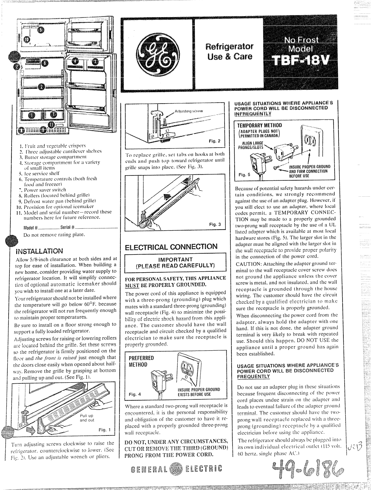 GE TBF18V Use and Care Manual