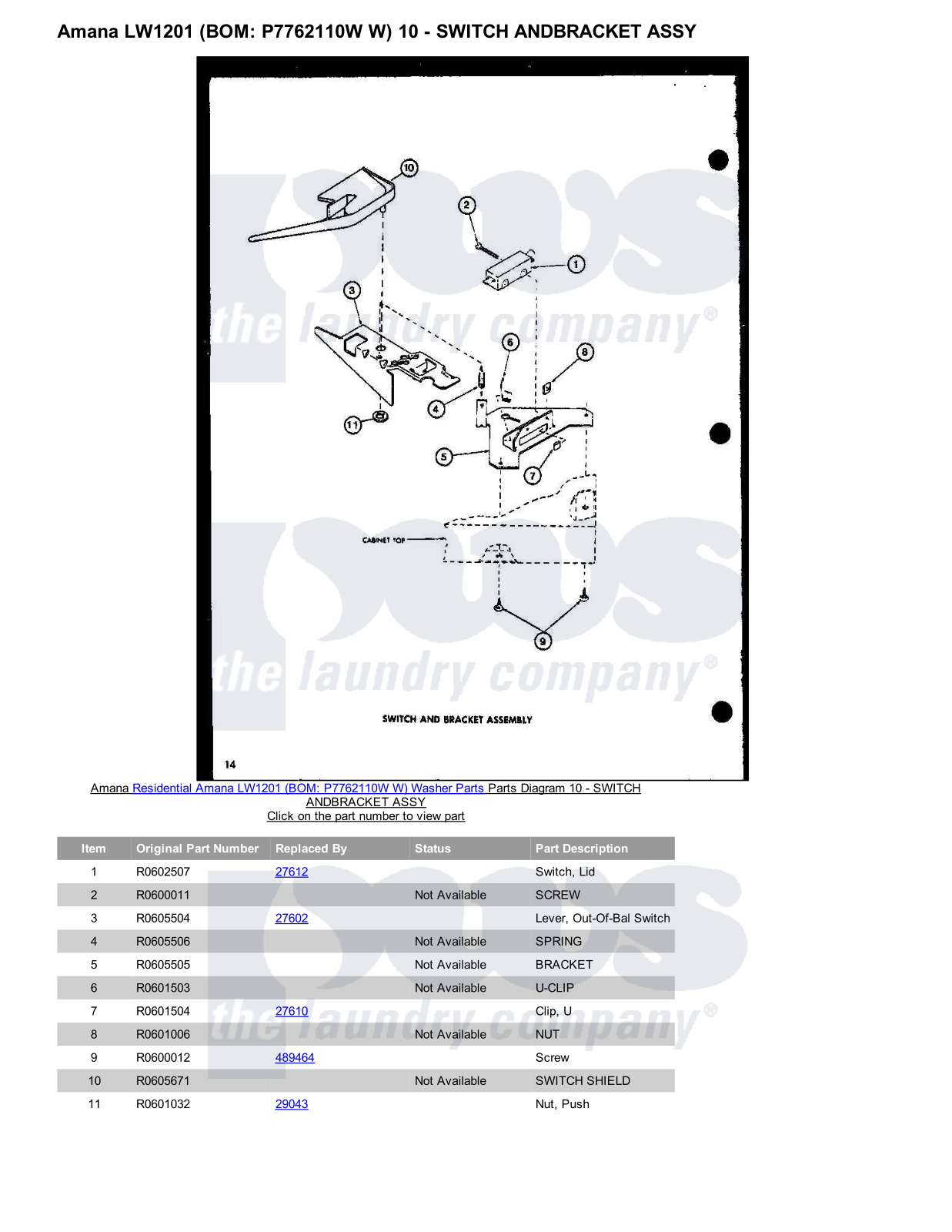 Amana LW1201 Parts Diagram