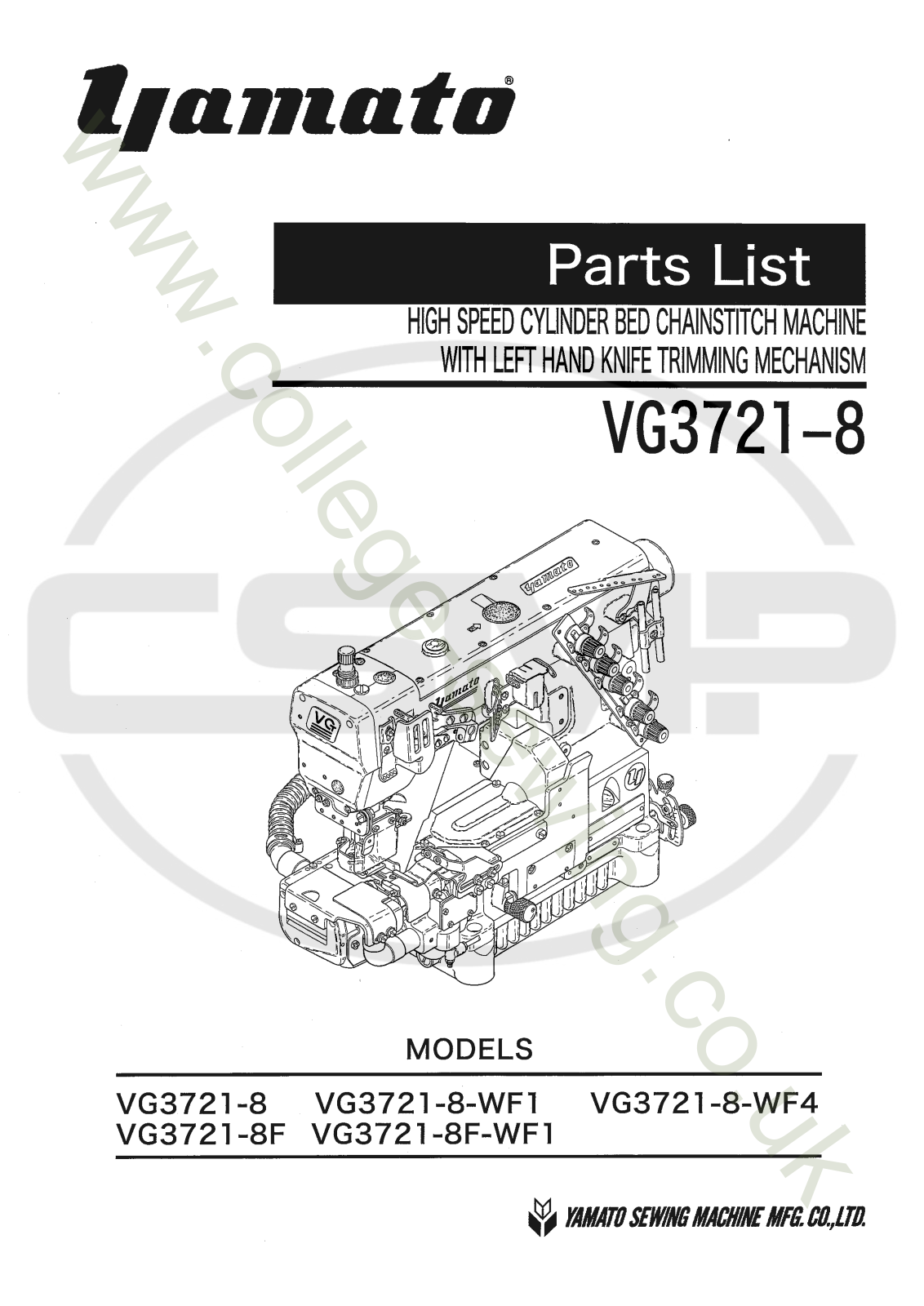 Yamato VG3721-8F, VG3721-8-WF1, VG3721-8F-WF1, VG3721-8-WF4 Parts Book