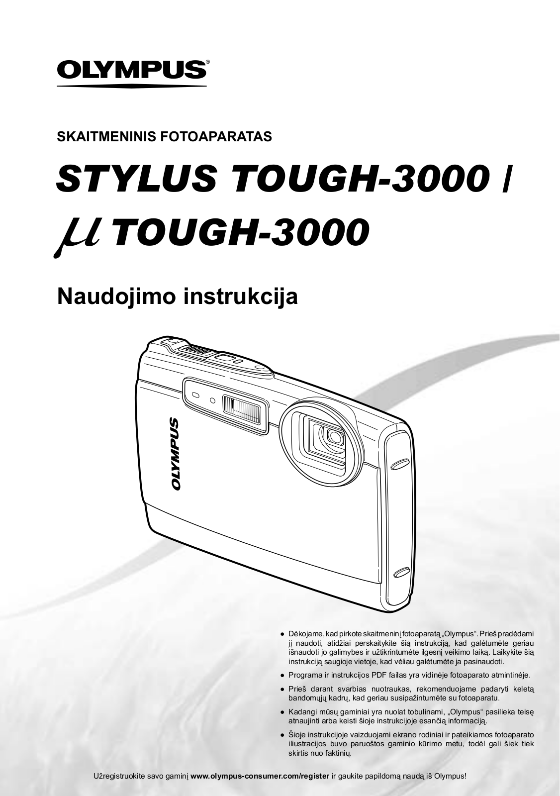 Olympus STYLUS TOUGH-3000, µ TOUGH-3000 User Manual