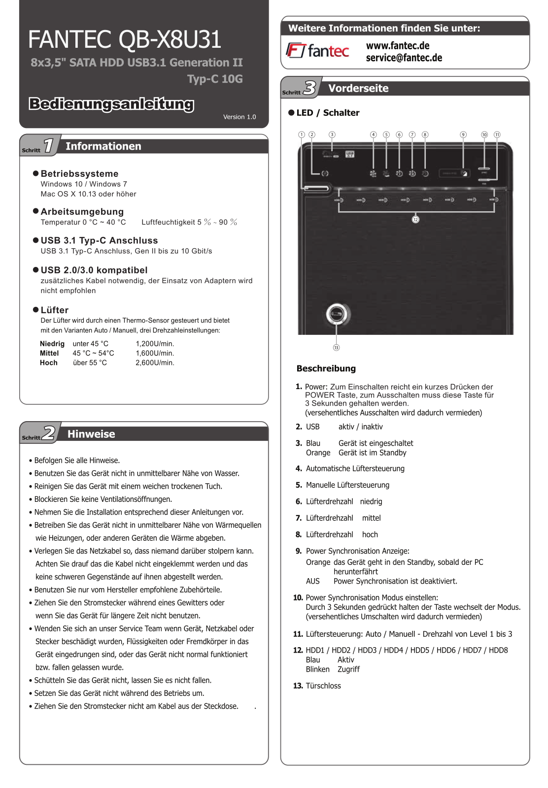 Fantec QB-X8U31 operation manual