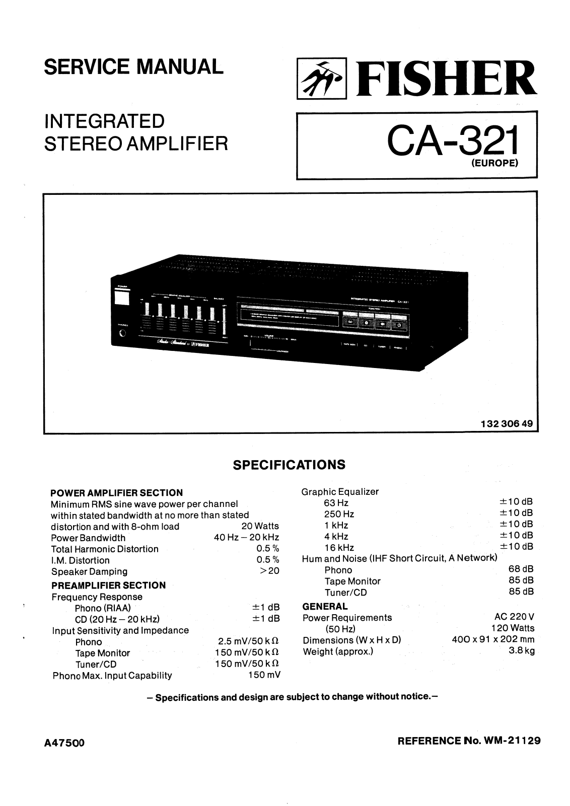 Fisher CA-321 Service manual