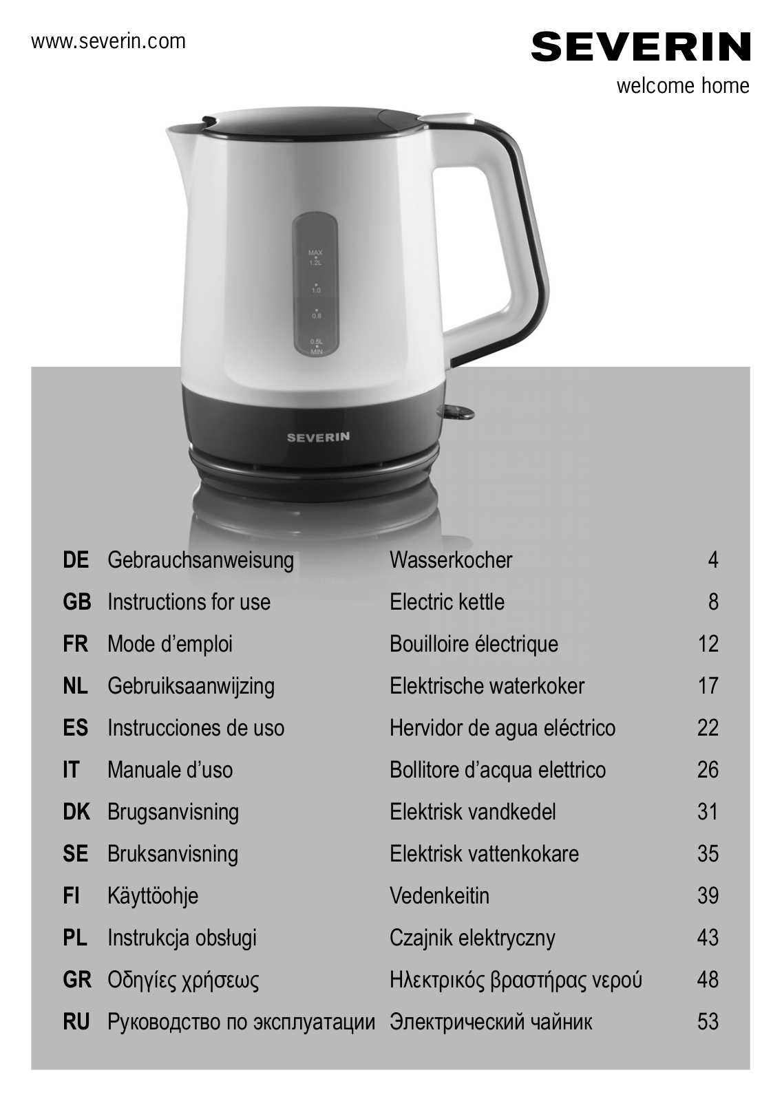 Severin WK 3381, WK 3389, WK 3384 User Manual