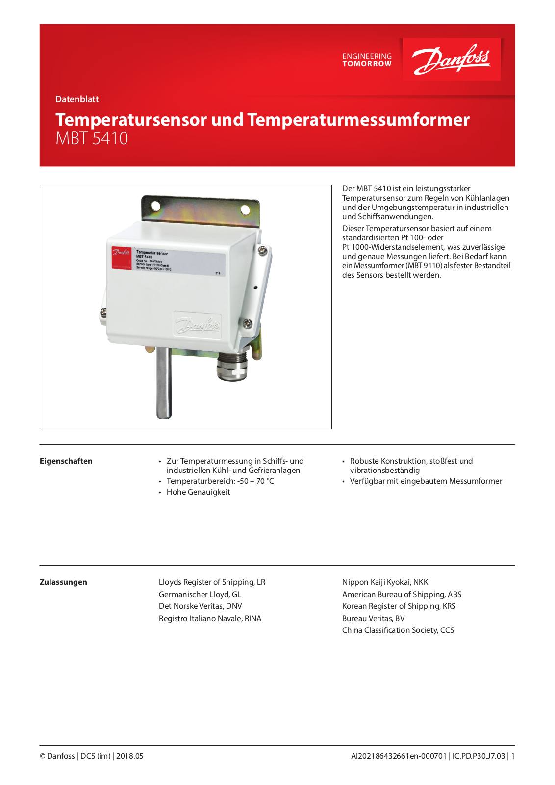 Danfoss MBT 5410 Data sheet