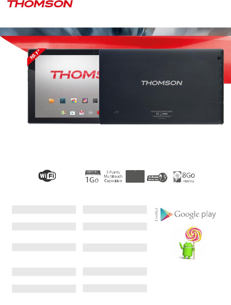 Thomson TEO-QUAD10BK8, TEO-QUAD10BK16 product sheet