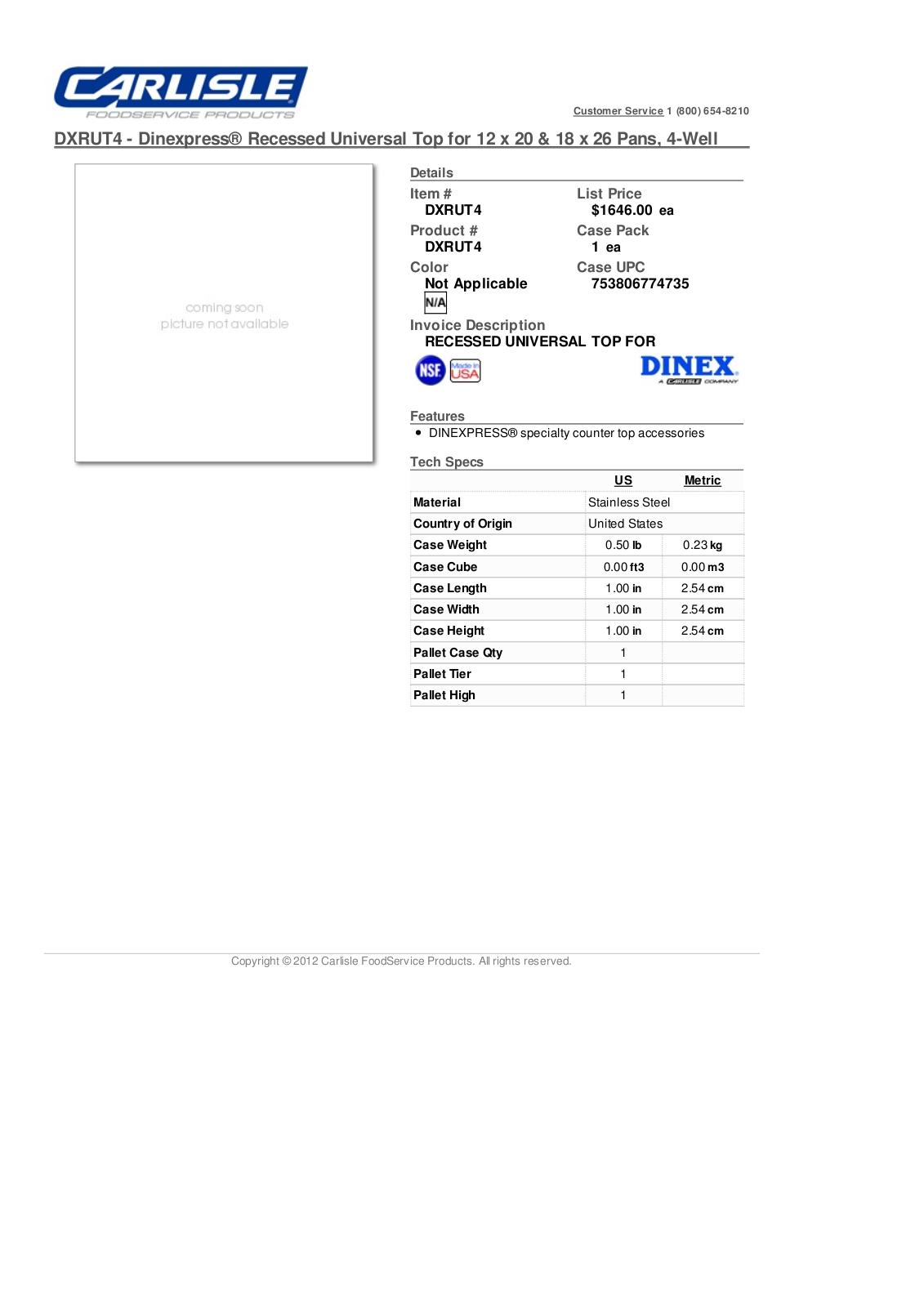 Carlisle DXRUT4 User Manual
