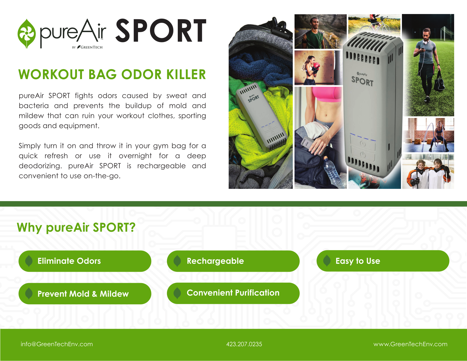 GreenTech PUREAIRSPORT Specifications