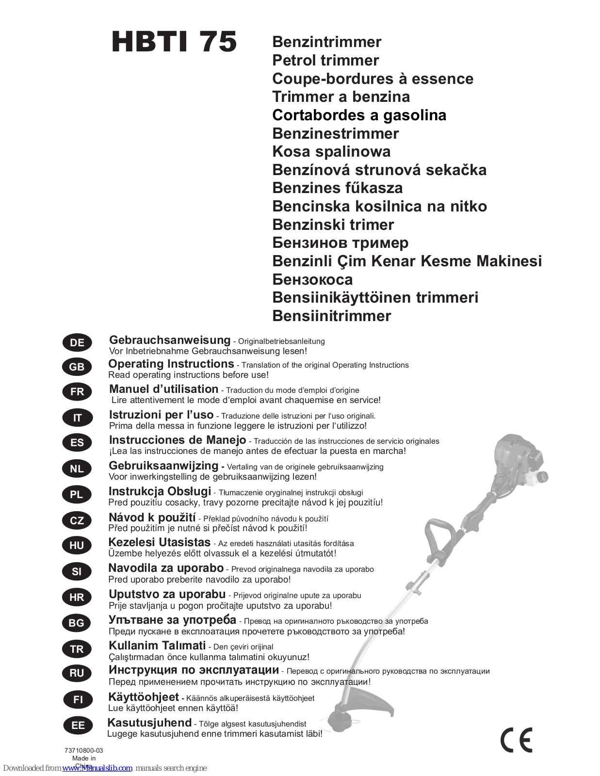 Ikra HBTI 75 Operating Instructions Manual