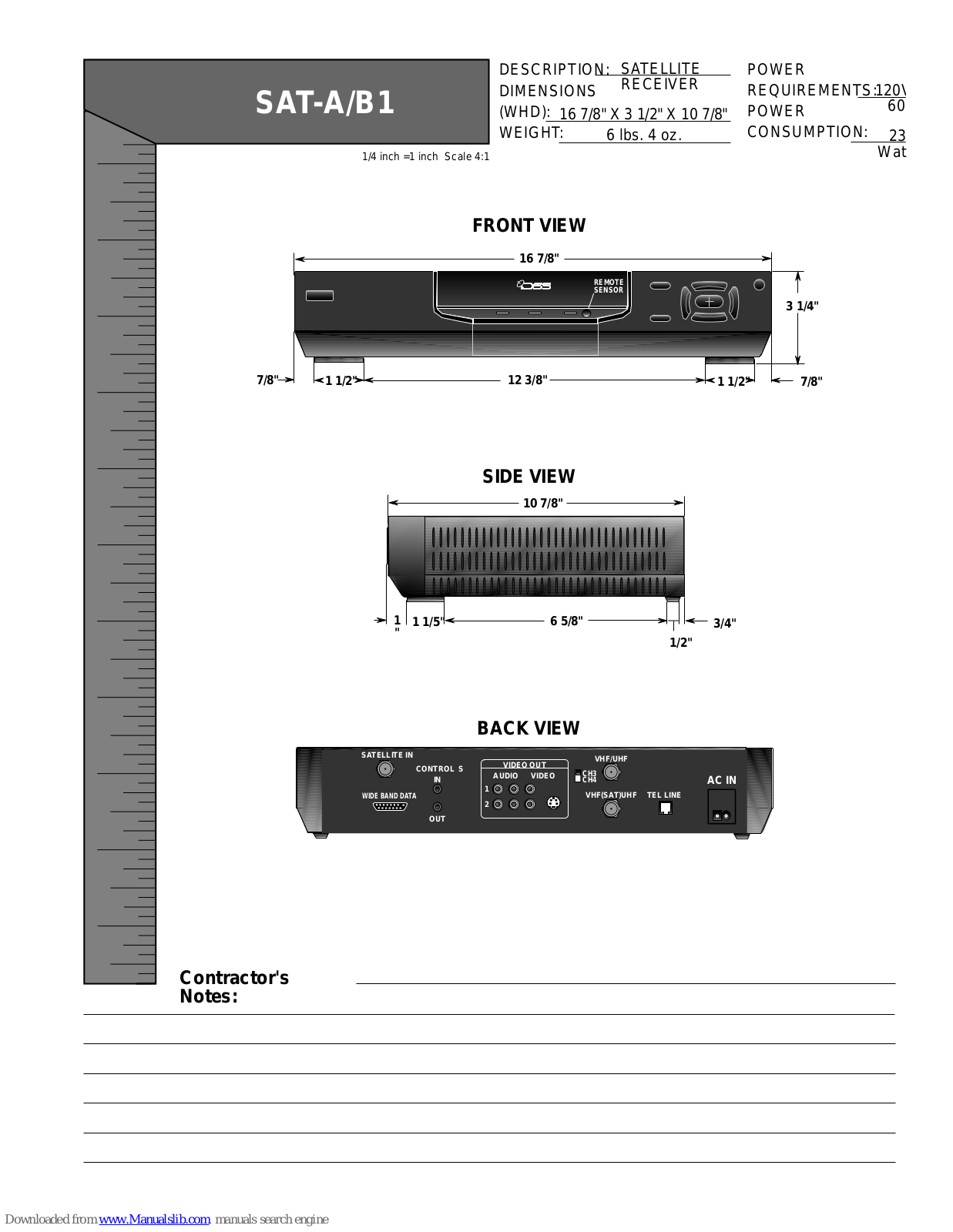 Sony SAT-A1 - Digital Satellite System, SAT-B1, SAT-A, DSS SAT-B1 Dimensions