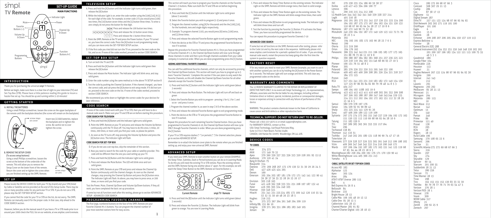 Simpl TV Remote User Manual