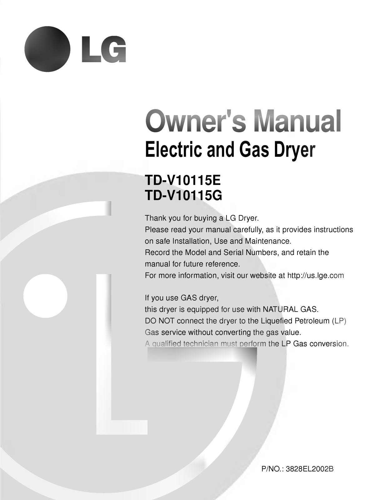 LG TD-V10115G Owner's manual