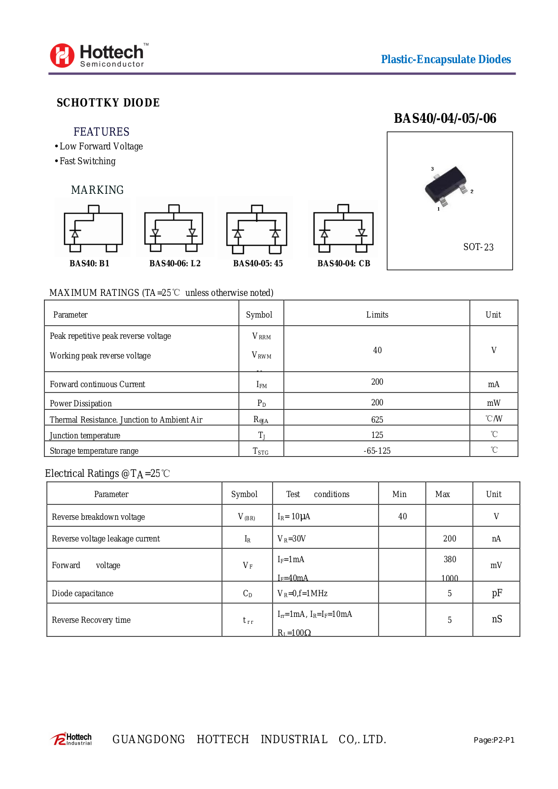 HOTTECH SEMICONDUCTOR BAS 40-04 SMD Datasheet - ManualMachine.com