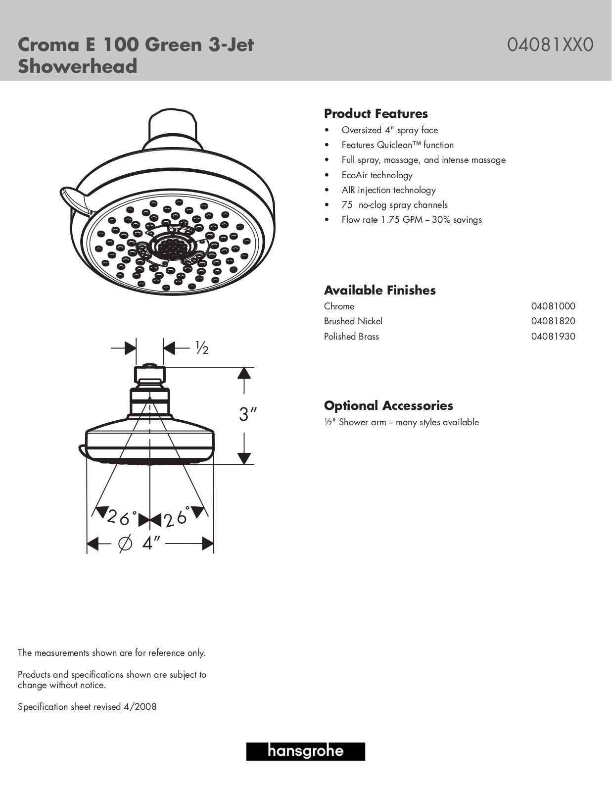 Hansgrohe HAN2536 Specifications - ManualMachine.com