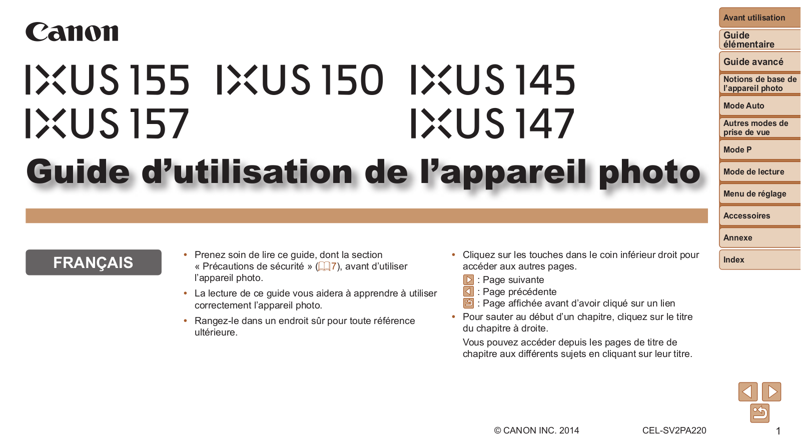 CANON IXUS 147, IXUS 150, IXUS 157, IXUS 160 User Manual