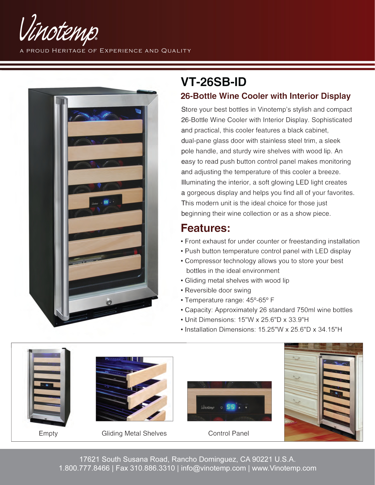 Vinotemp VT26SBID Instruction Manual