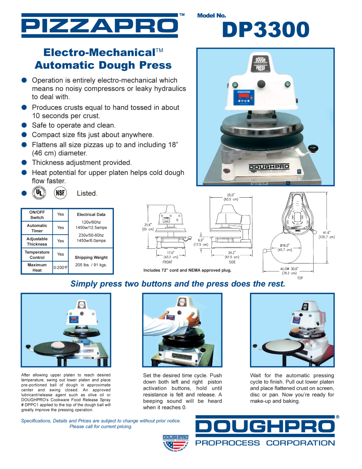 Doughpro DP3300 User Manual