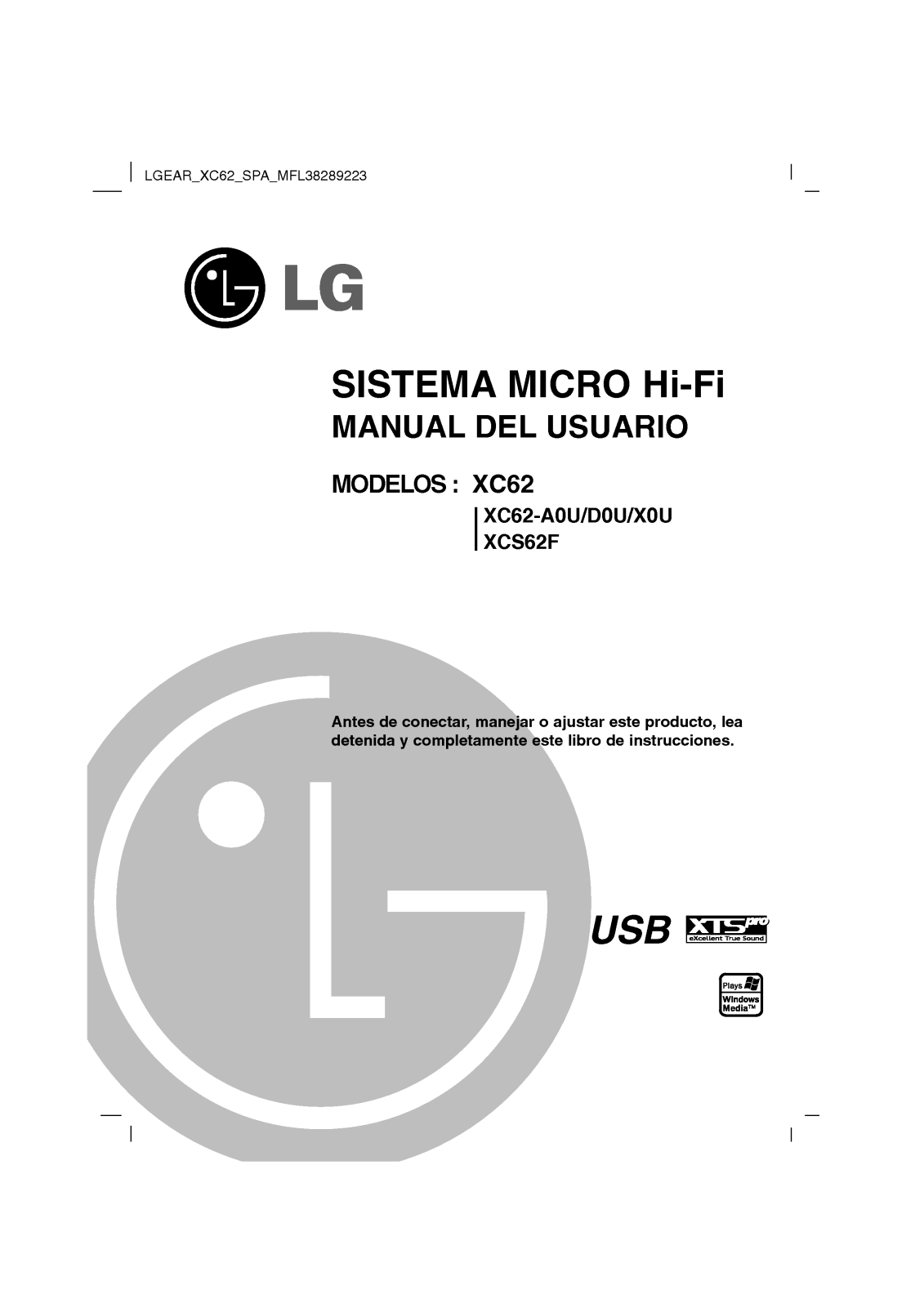 Lg XC-62 Instruction Manual