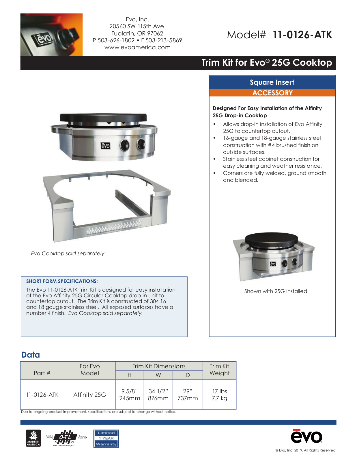 evo 11-0126-ATK Additional Information - ManualMachine.com