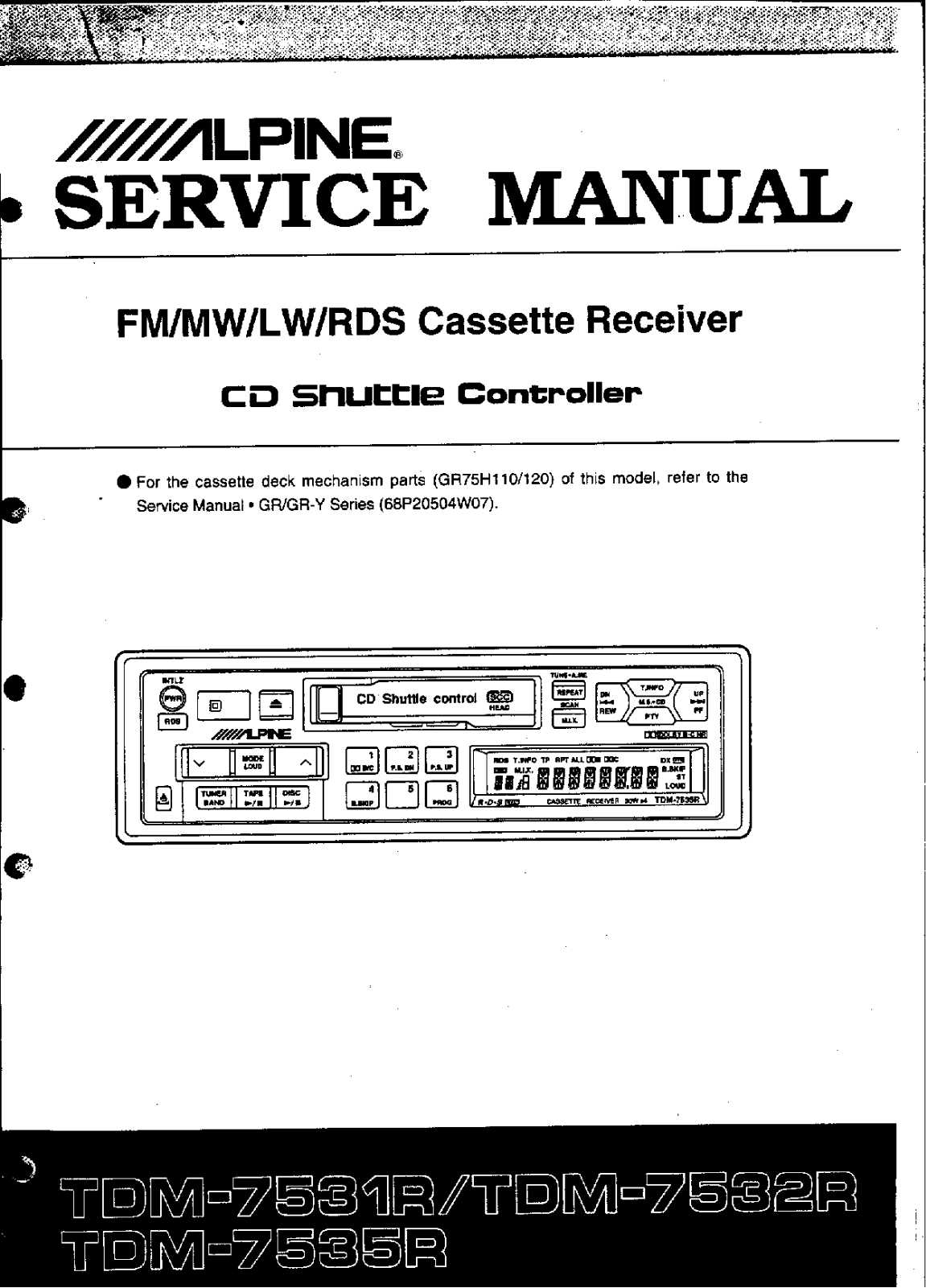 Alpine TDM-7531-R, TDM-7532-R, TDM-7535-R Schematic