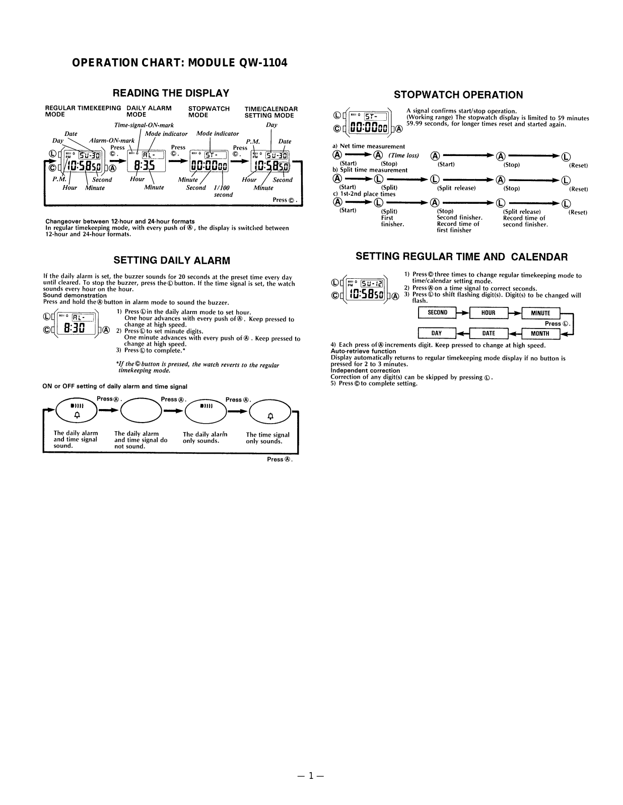 Casio 1104 Owner's Manual