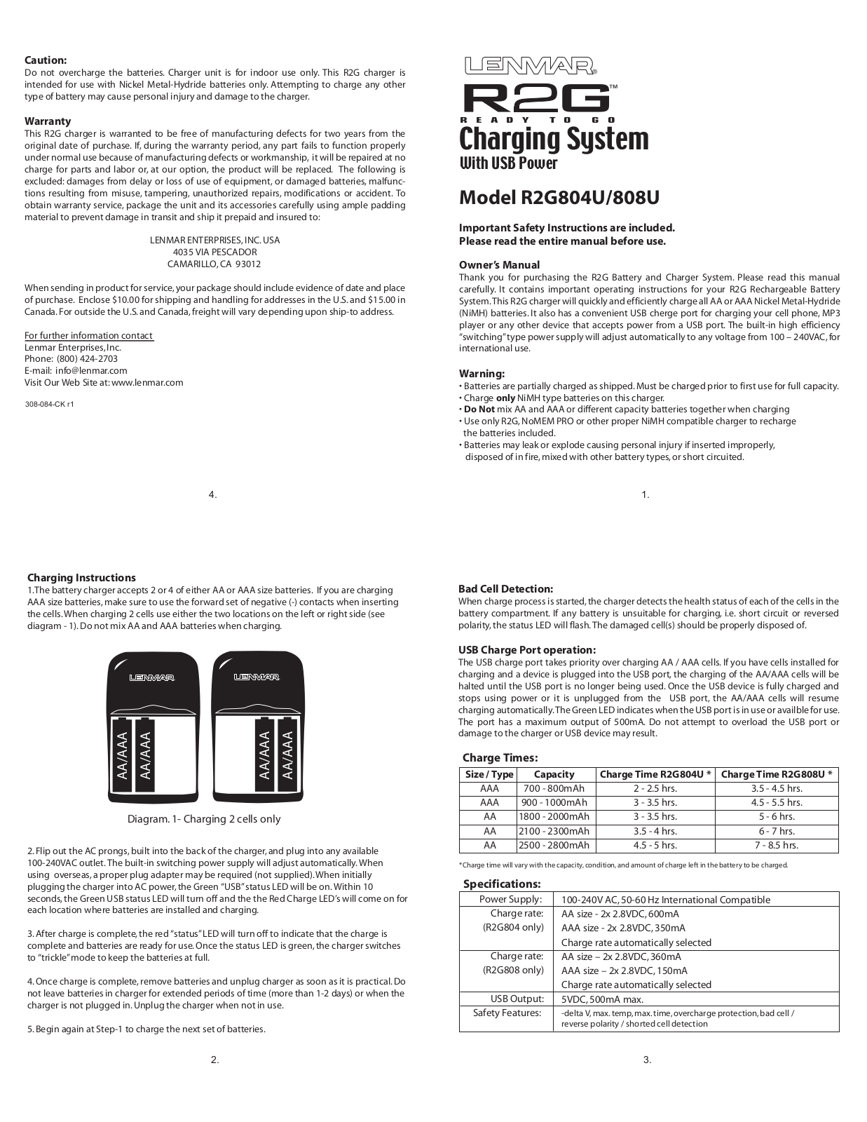 Lenmar Enterprises R2G808U User Manual