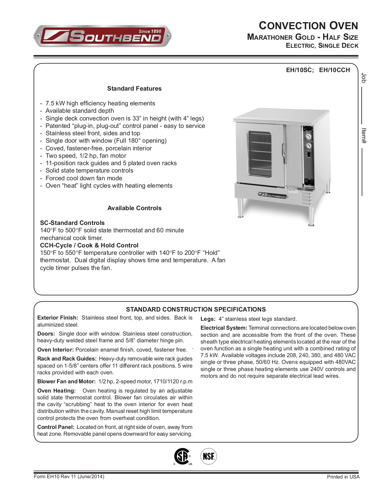 Southbend EH-10SC User Manual