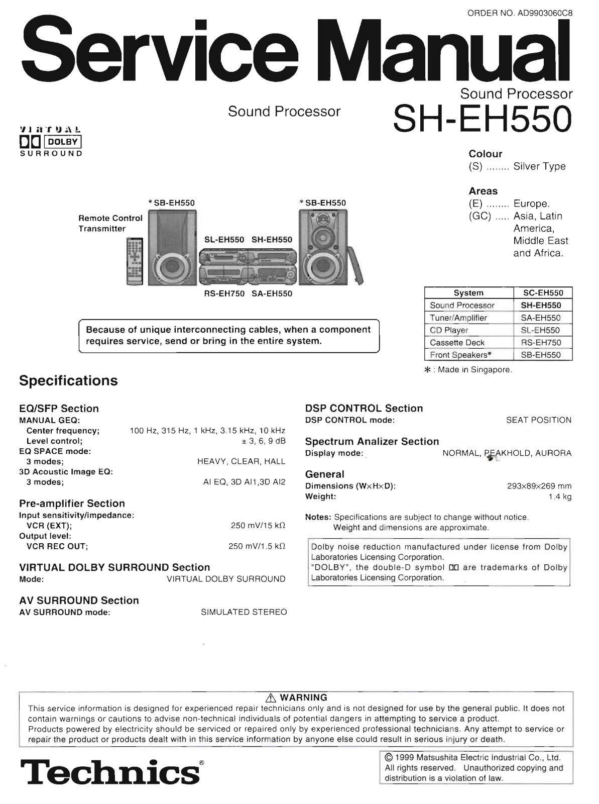 Technics SH-EH550 Service Manual
