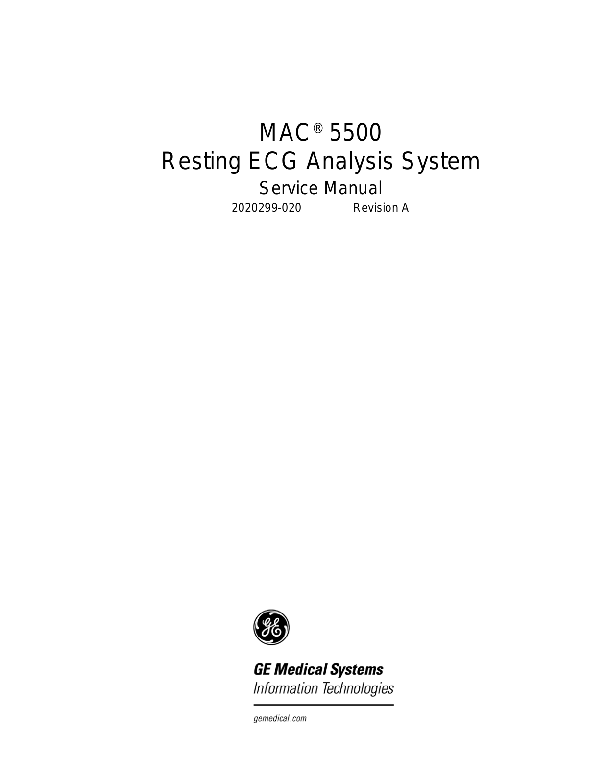 GE MAC 5500 User manual