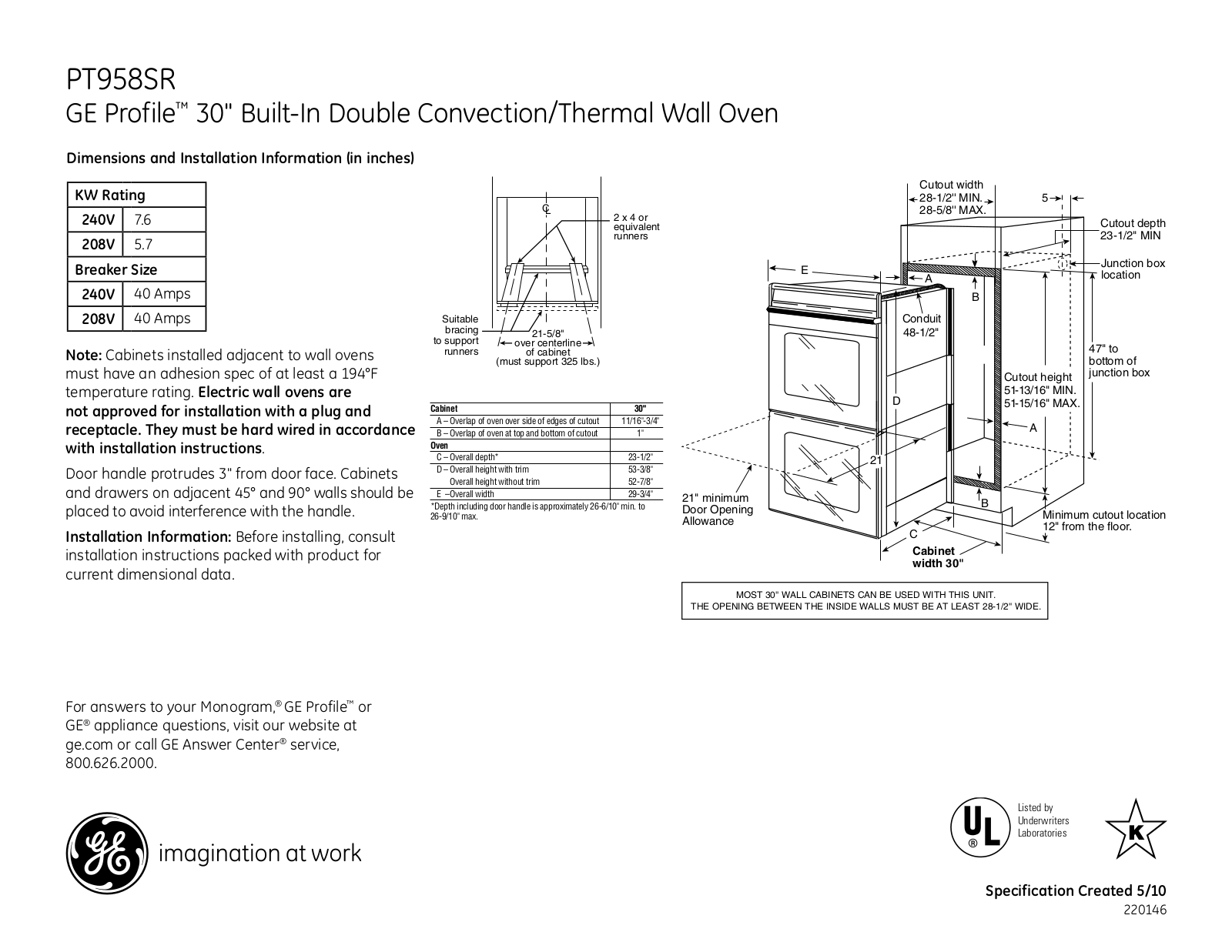 General Electric PT958SRSS User Manual