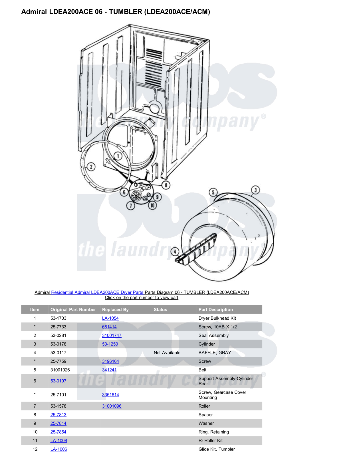 Admiral LDEA200ACE Parts Diagram