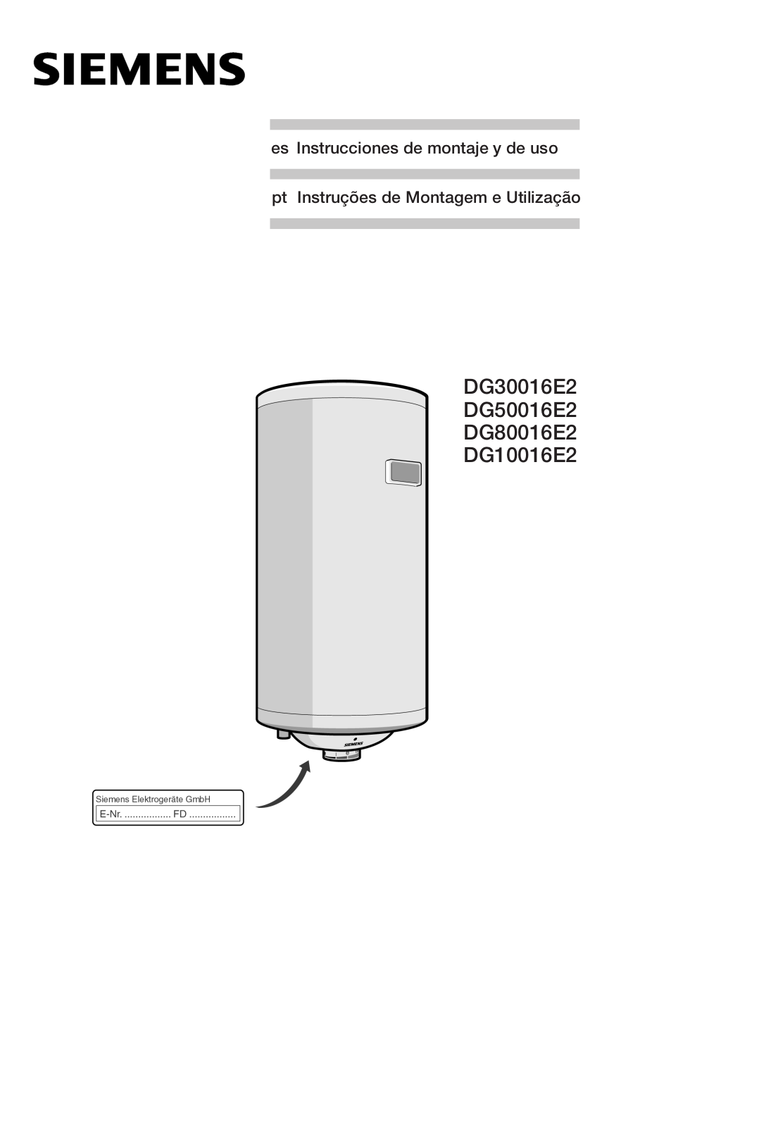 Siemens DG80016E2, DG30016E2, DG50016E2, DG10016E2 User Manual