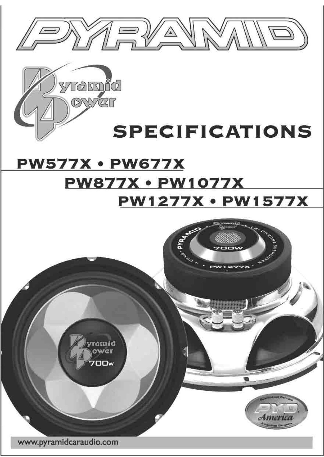 Pyramid PW1577X, PW677X, PW1277X, PW877X, PW1077X User Manual