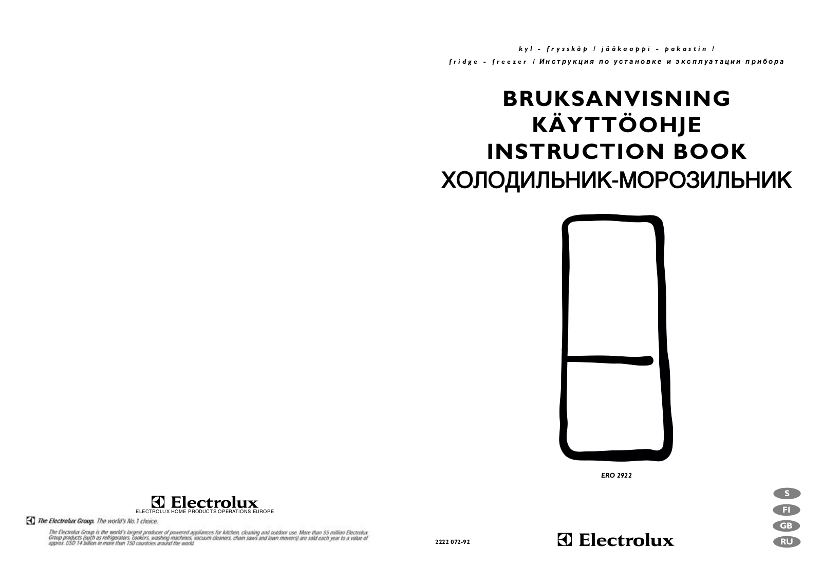 ELECTROLUX ERO2922 User Manual