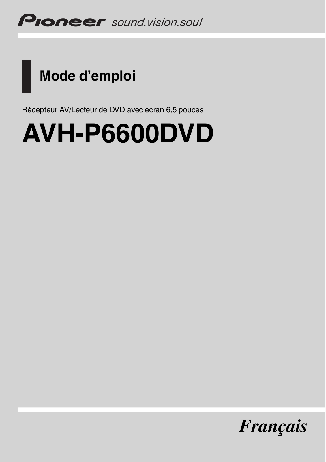 Pioneer AVHP6600DVD User Manual