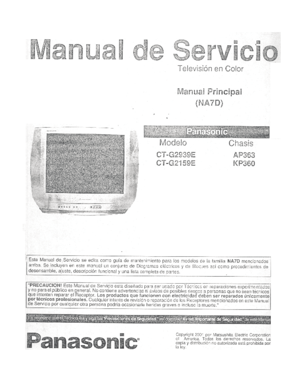 Panasonic CT-G2939E, CT-2159E Service Manual