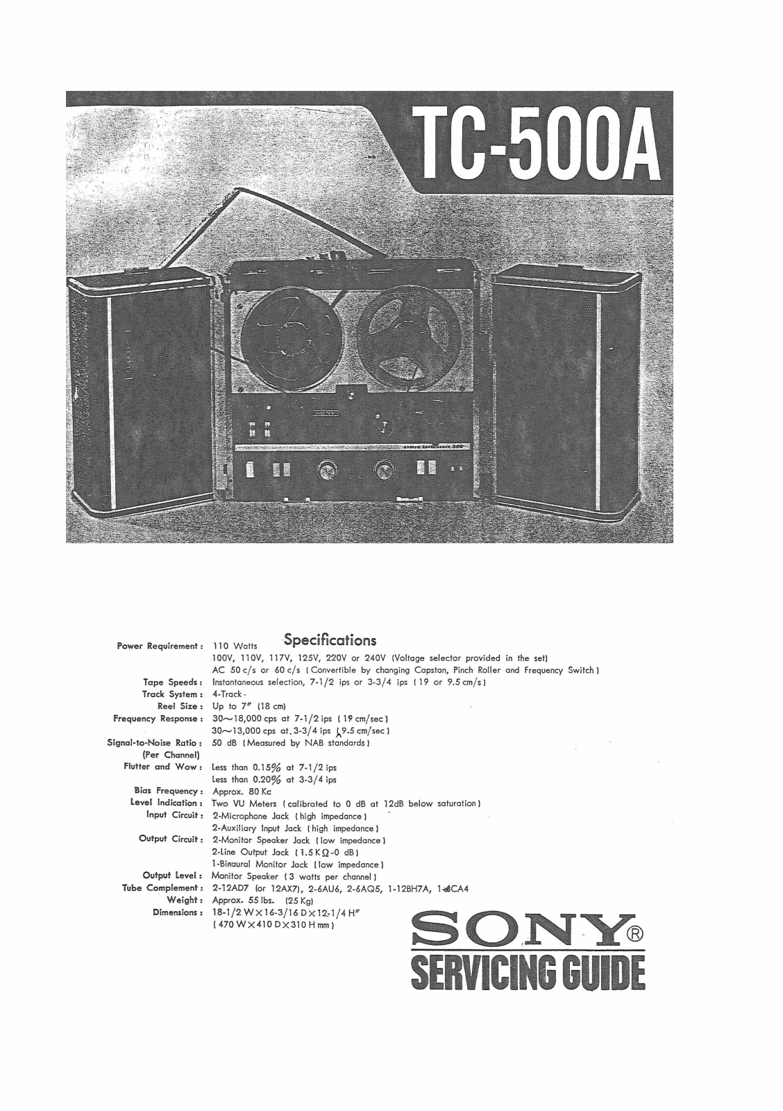 Sony TC-500-A Service manual