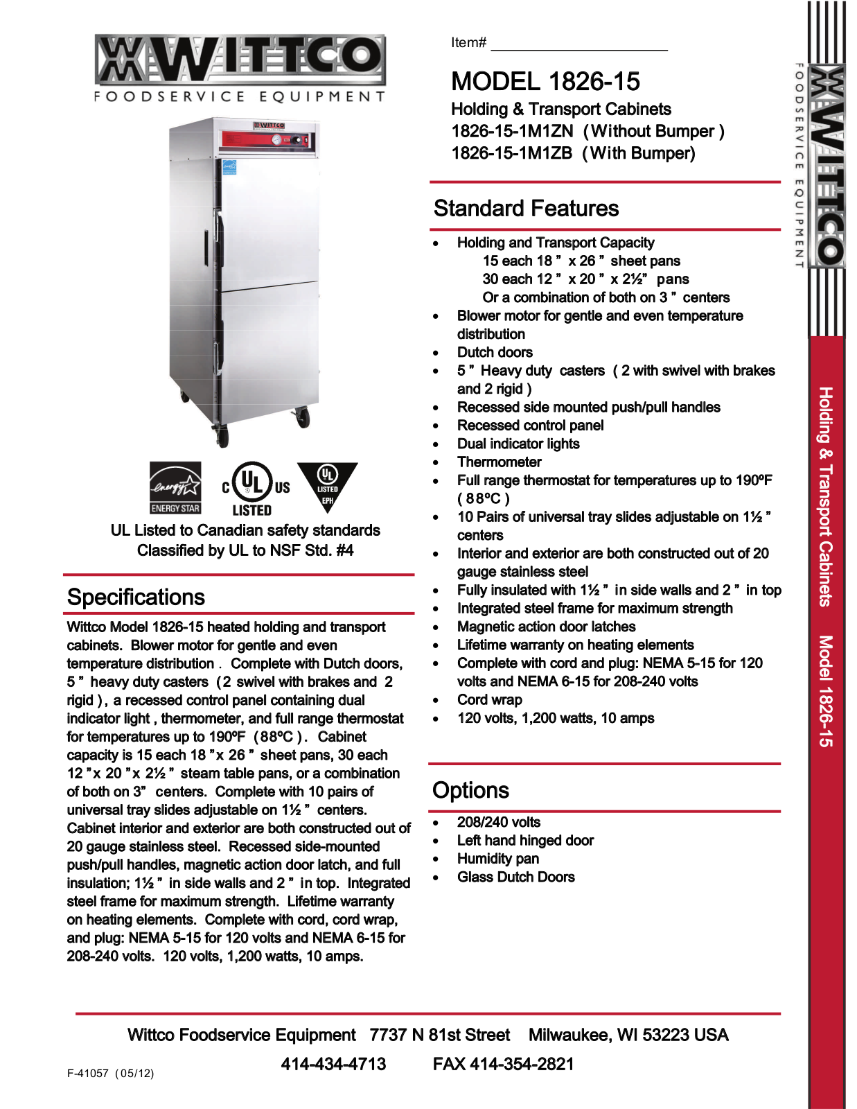 Wittco 1826-15-1M1ZB User Manual