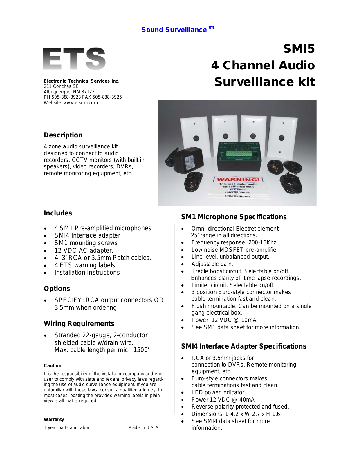 ETS SMI-7, SMI-5 Specsheet