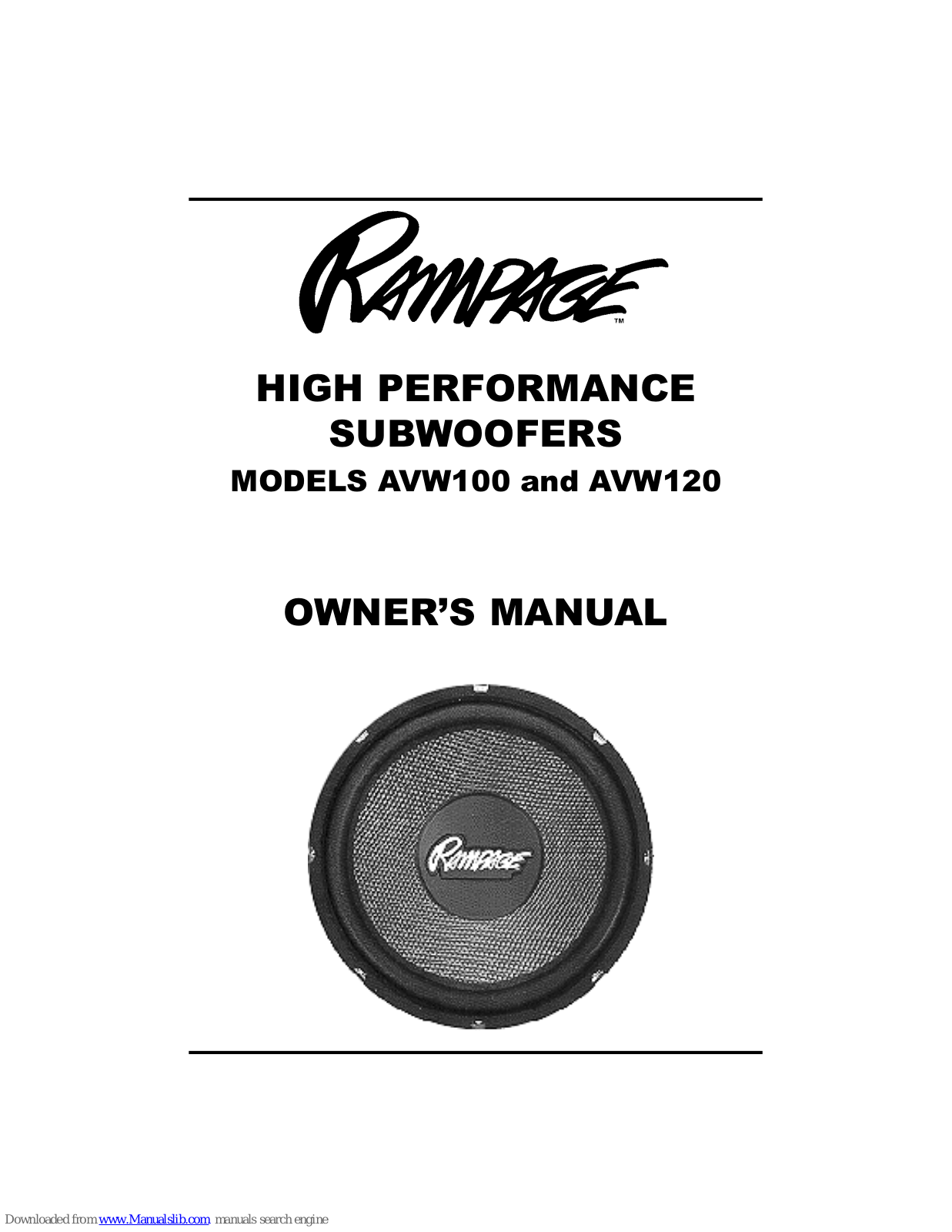 Audiovox AVW100 Owner's Manual