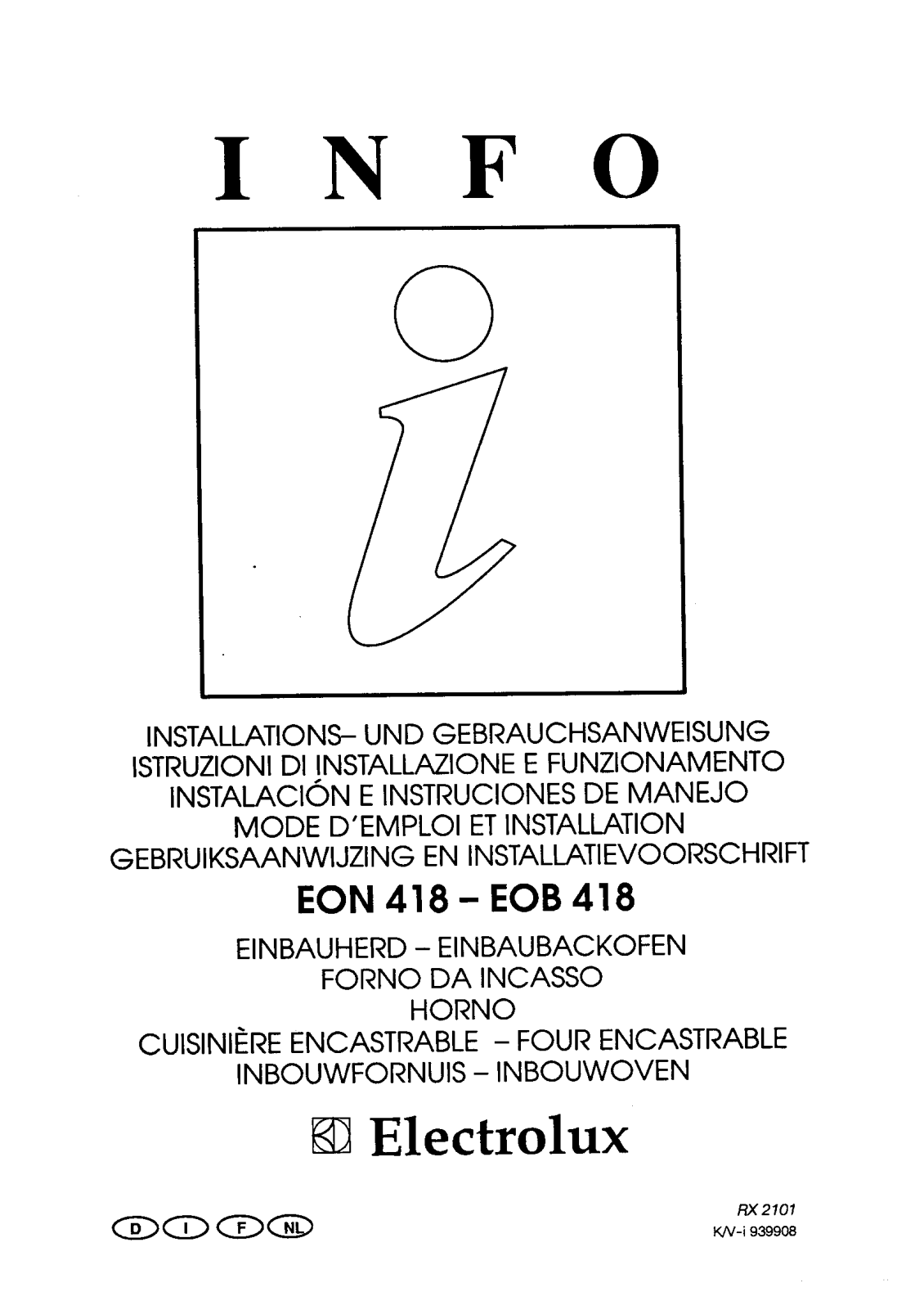 Electrolux EOB418, EON418 info