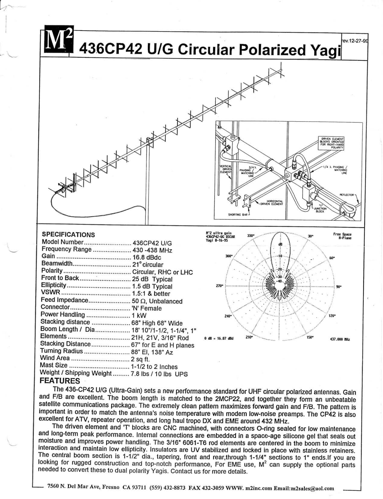 M2 Antenna Systems 436CP42 User Manual